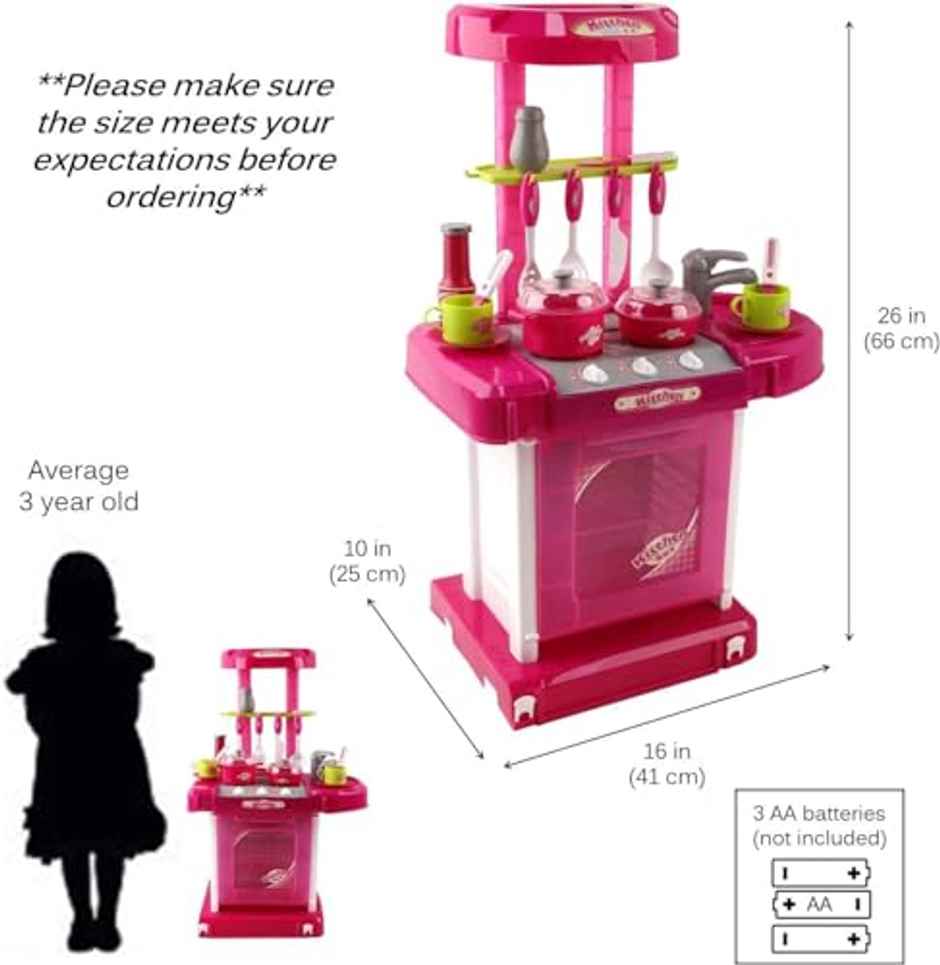 Storio Kitchen Set for Kids | Big Cooking Pretend Play Toy with Lights & Sound