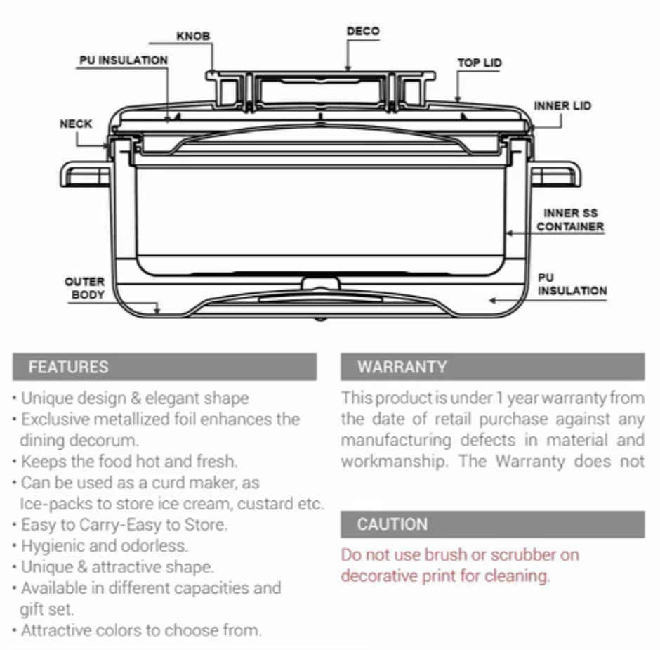 Milton Curve 1500 Inner Stainless Steel Casserole (1300 ml) Assorted