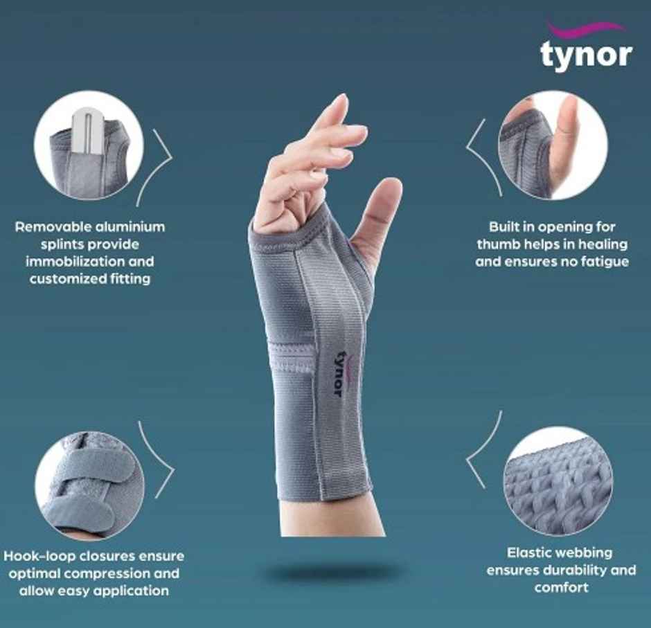 Tynor Elastic Wrist Splint Grey Left M