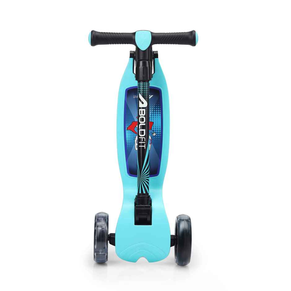 Boldfit Kids 3 Wheel Scooter | LED Wheels Foldable Adjustable Height Max 50kg Zigfold | Blue