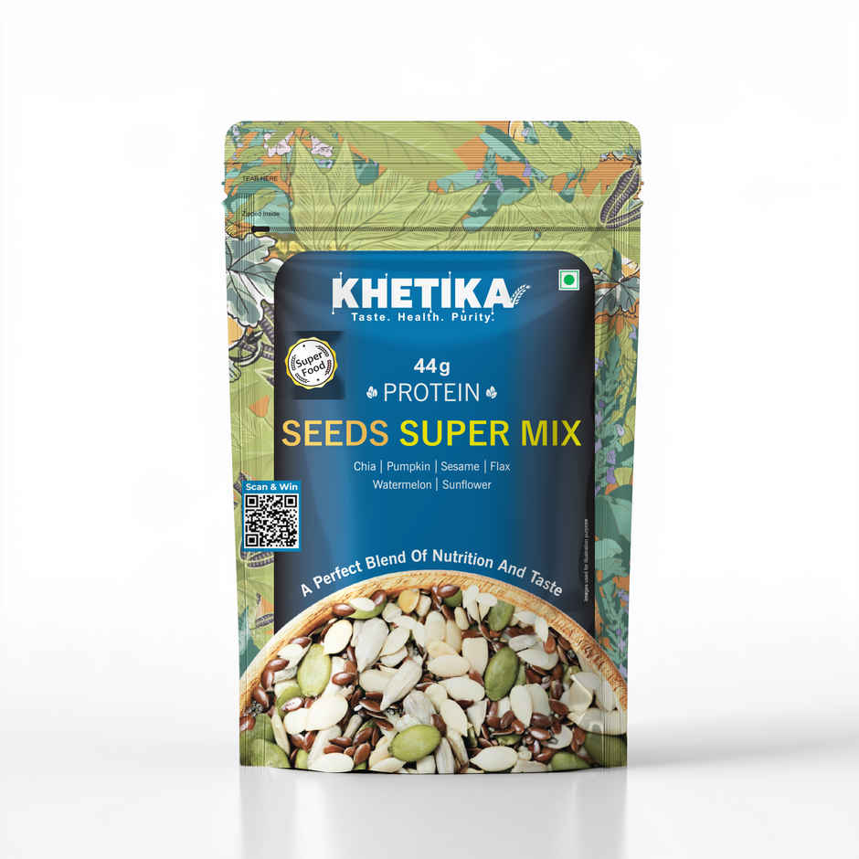 Khetika Super Seed Mix Rich in Protein 44g- Pumpkin, Sesame, Watermelon, Sunflower, Flax, Chia Seeds