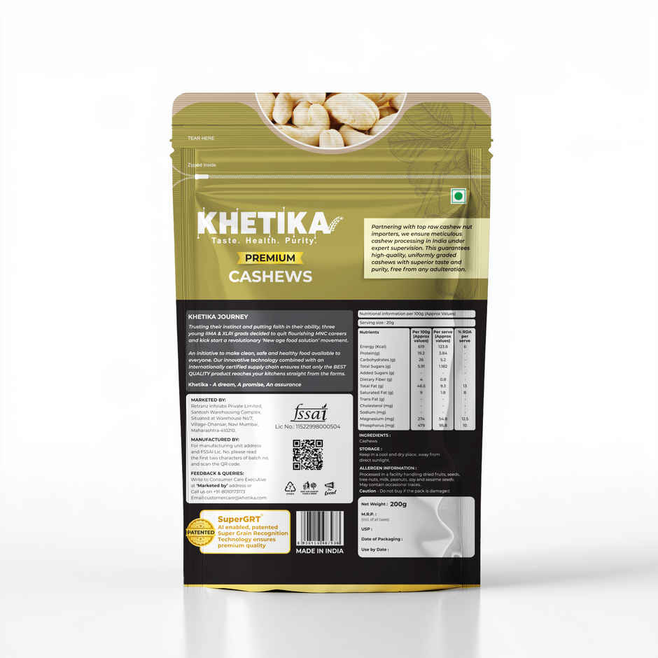 Khetika Premium Cashews |Kaju