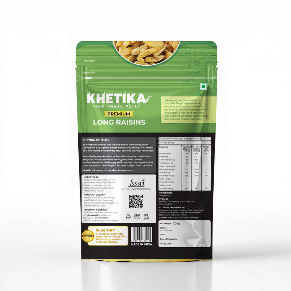 Khetika Premium Long Raisin | Kismis | Manukka