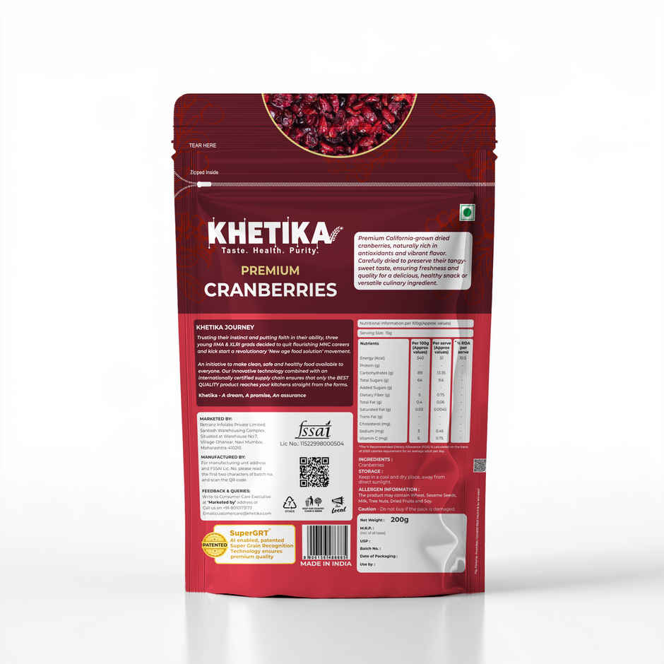 Khetika Premium Natural Dried Cranberry