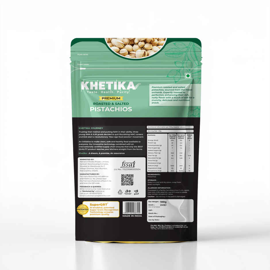Khetika Premium Roasted and Salted Pistachios | Pista