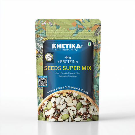 Khetika Super Seed Mix Rich in Protein 44g- Pumpkin, Sesame, Watermelon, Sunflower, Flax, Chia Seeds