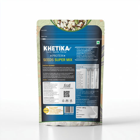 Khetika Super Seed Mix Rich in Protein 44g- Pumpkin, Sesame, Watermelon, Sunflower, Flax, Chia Seeds