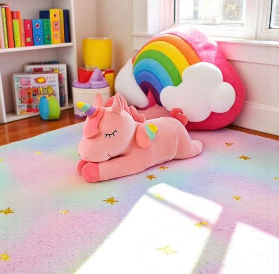 DearJoy Flying Unicorn Soft Toy - Pink, 30cm