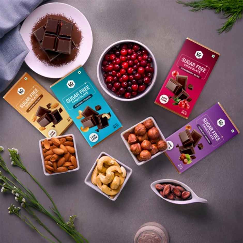 Lo Foods Hazelnut Sugar Free Dark Chocolate Bar | Premium Cocoa Butter Healthy Chocolate