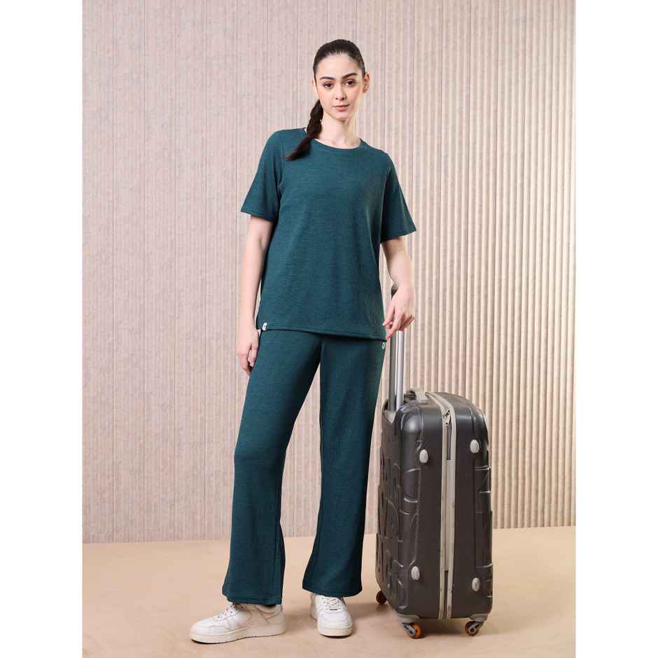 Technosport Women's Relaxed Fit Round Neck T-shirt with DOUBLE COOL - Gulf Coast Melange M