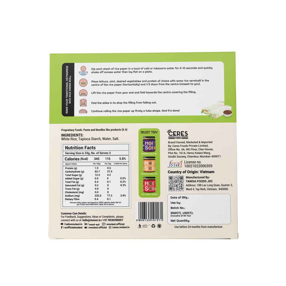Moi Soi White Rice Paper | Cooking Ingredient
