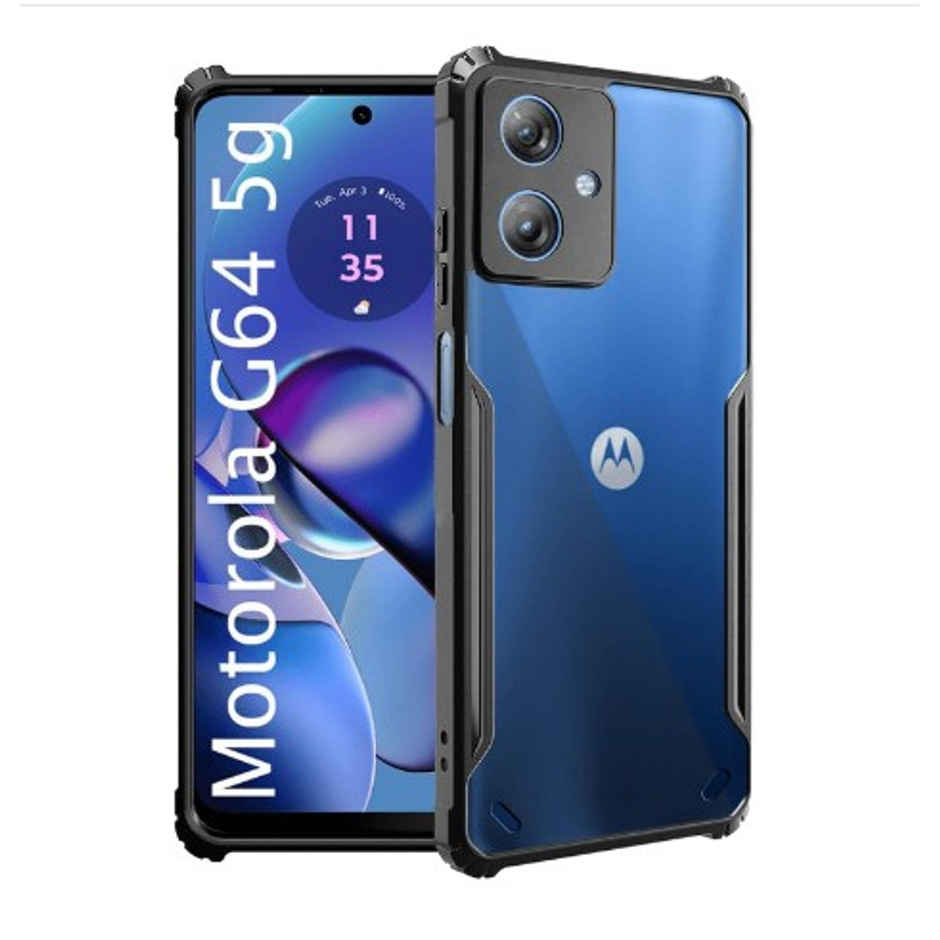 Kwine Case Motorola Moto G54 / G64 Back Cover - Black Bordered Transparent Case