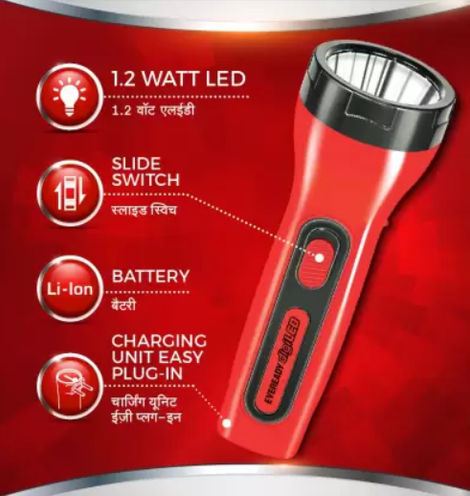 Eveready Tango 1.2W Rechargeable Torch - Red