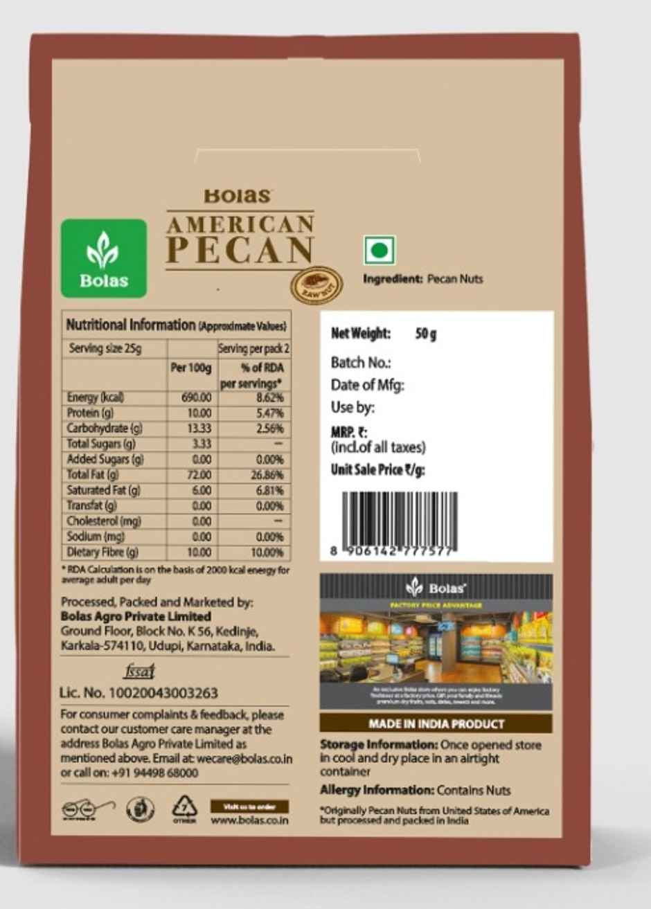 Bolas American Pecan Nuts Raw