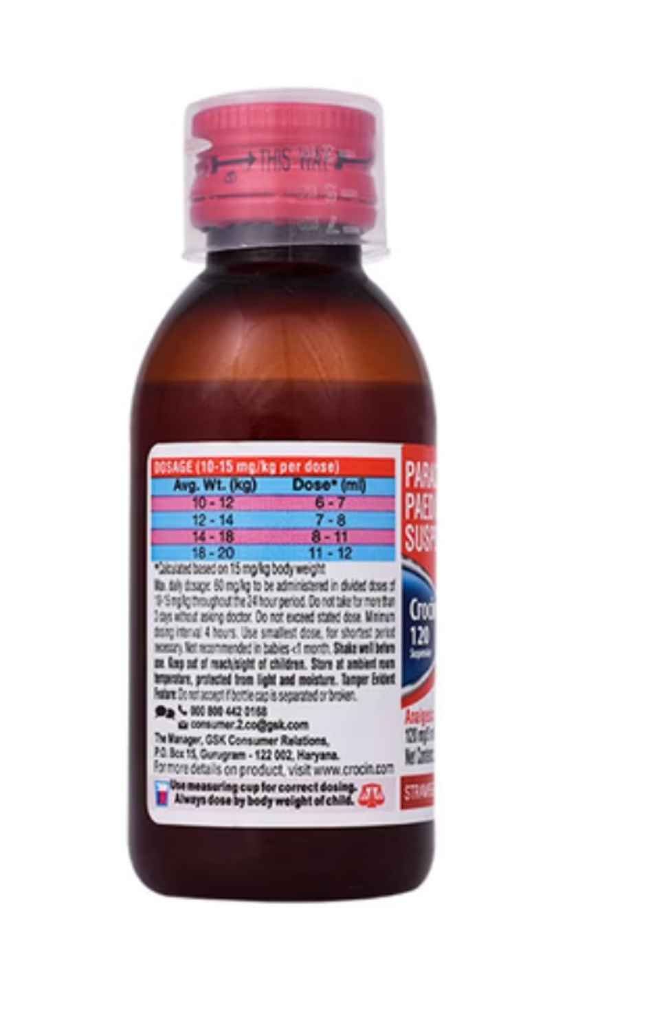 Crocin 120 Strawberry Flavour Suspension