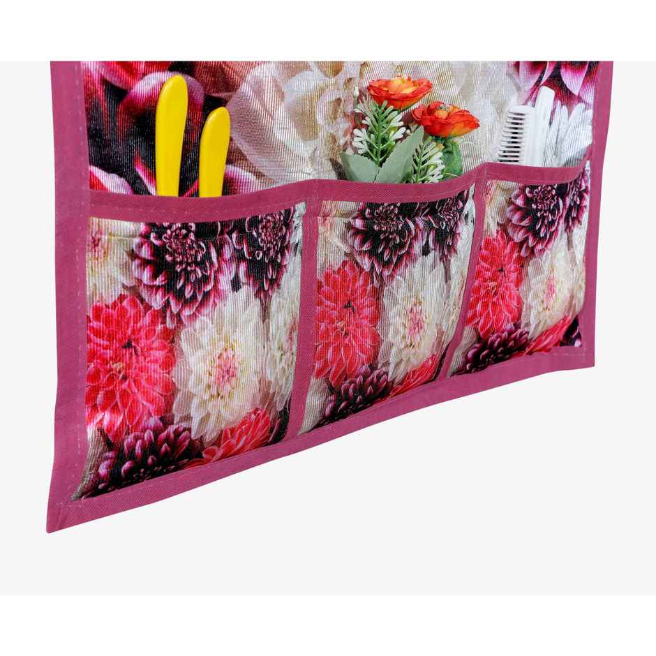 Homeharmony Printed Floral Design Fridge Cover With Six Side Pockets