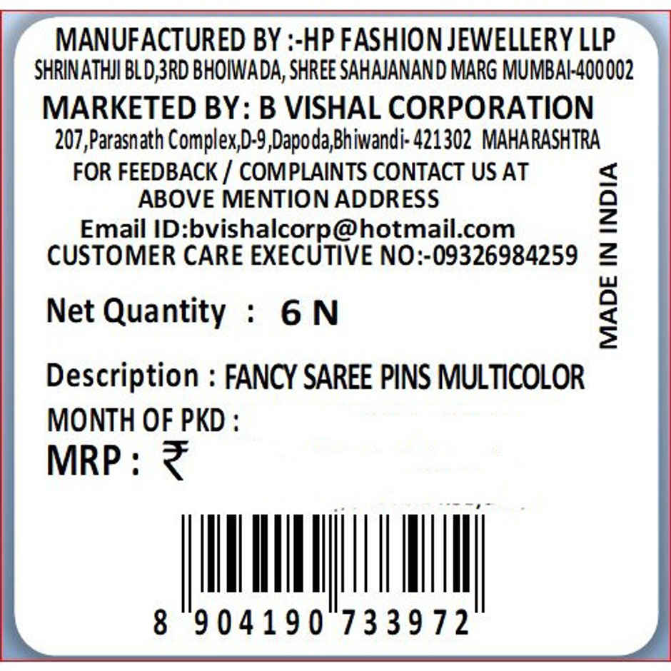 SE7EN Fancy Saree Pins | Multicolor