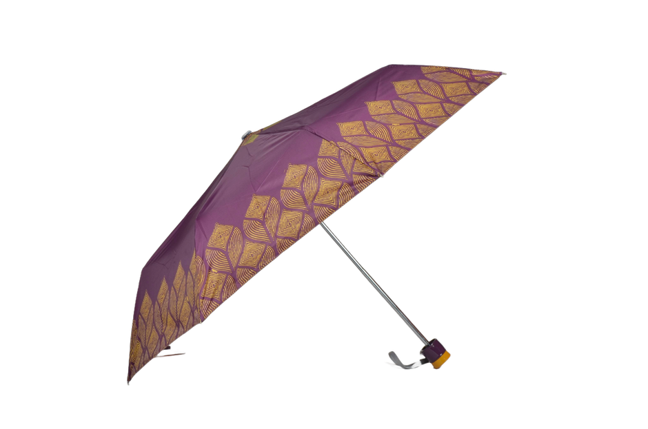 Cello Drizzle 21.5 Inch 3 fold Mix Print Silver Umbrella | Maroon Yellow
