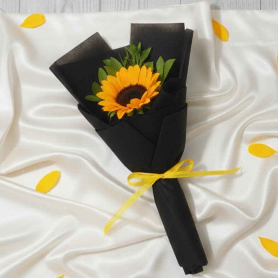 FlowerAura Classic Black Single Sunflower Bouquet