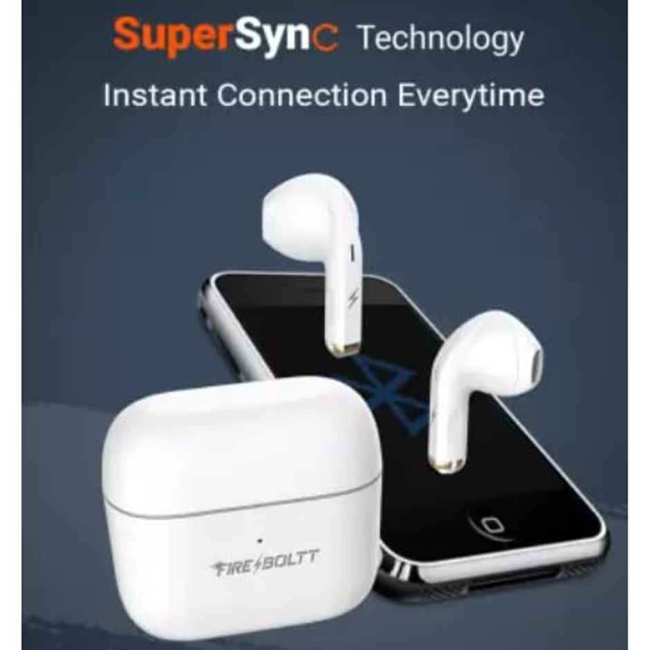 Fire-Boltt Fire Pods Ninja G201 Earbuds TWS Iwp HD Calls, Quick Charge 24Hrs Playback Bluetooth | White