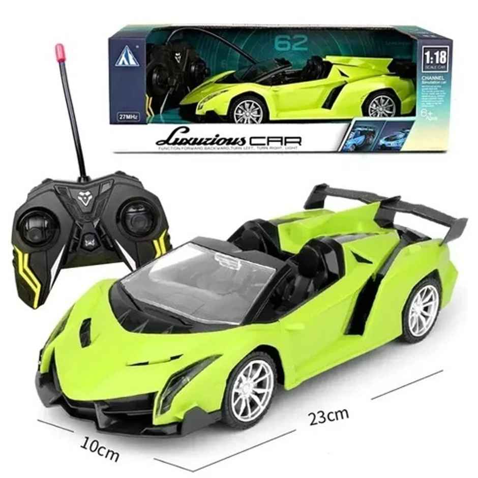 Fablue Sports Remote Control Car For Kids - Open Top Sports Car Toy For Kids - Green Color