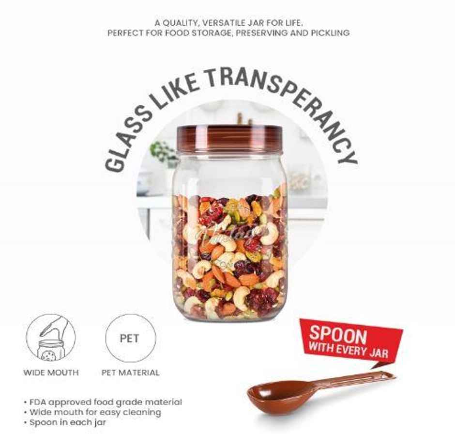 Milton Plastic Vintage Pet Jar Set Of 3, 750 ml Each, Transparent