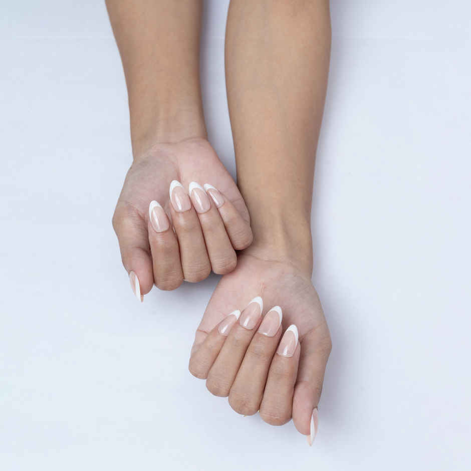 Pep Nails Buttercream Medium Almond French Tips Nude Reusable Press On Nails 30 Nail Tips