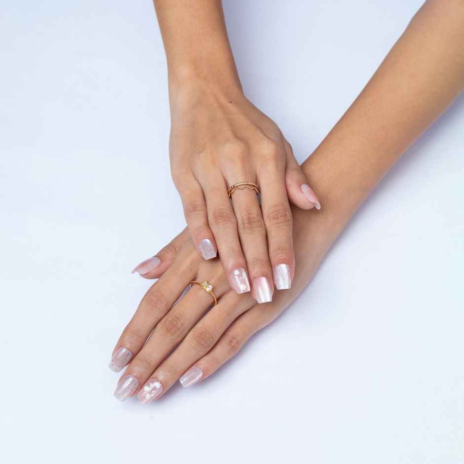 Pep Nails Whispers Medium Coffin Floral Nude Cat Eye Reusable Press On Nails 30 Nail Tips