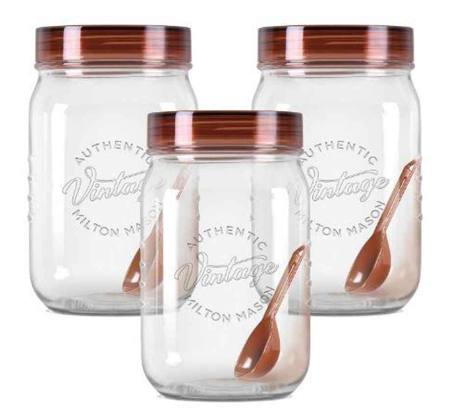 Milton Plastic Vintage Pet Jar Set Of 3, 750 ml Each, Transparent
