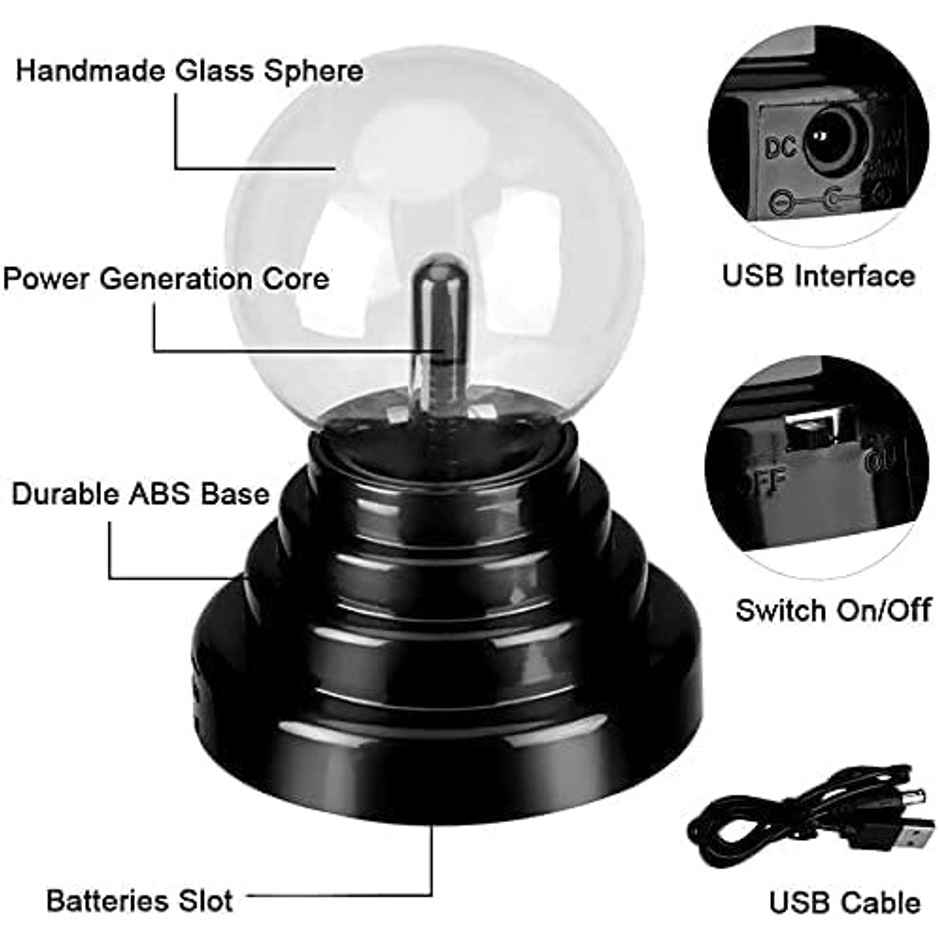 Hashwow Modern Adjustable Rechargeable Led Plasma Table Lamp (Black)