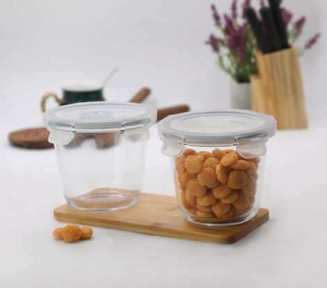 Sanjeev Kapoor Parka Borosilicate Round Container 750 Ml - Set Of 2 Pcs