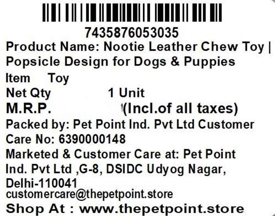 Nootie Leather Chew Toy | Popsicle Design for Dogs & Puppies