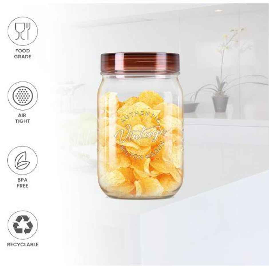 Milton Plastic Vintage Pet Jar Set Of 3, 750 ml Each, Transparent