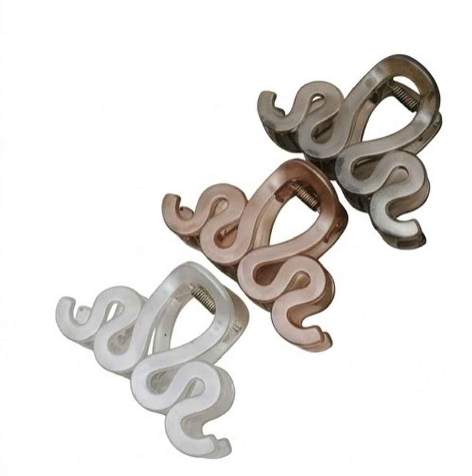 The Opal Factory Hair Accessories | Wiggle Hair Claw Clip | Metallic White, Rosegold, Brozce