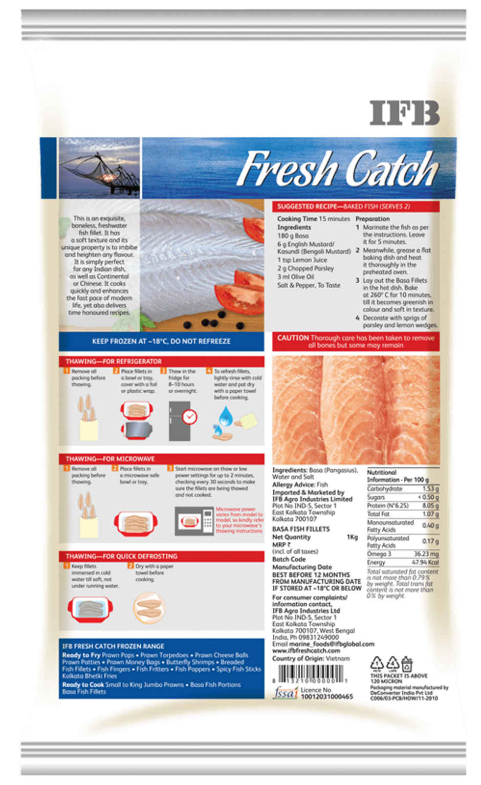 IFB Fresh Catch Basa Fish Fillets Pouch (Approx. 2 - 3 pcs)