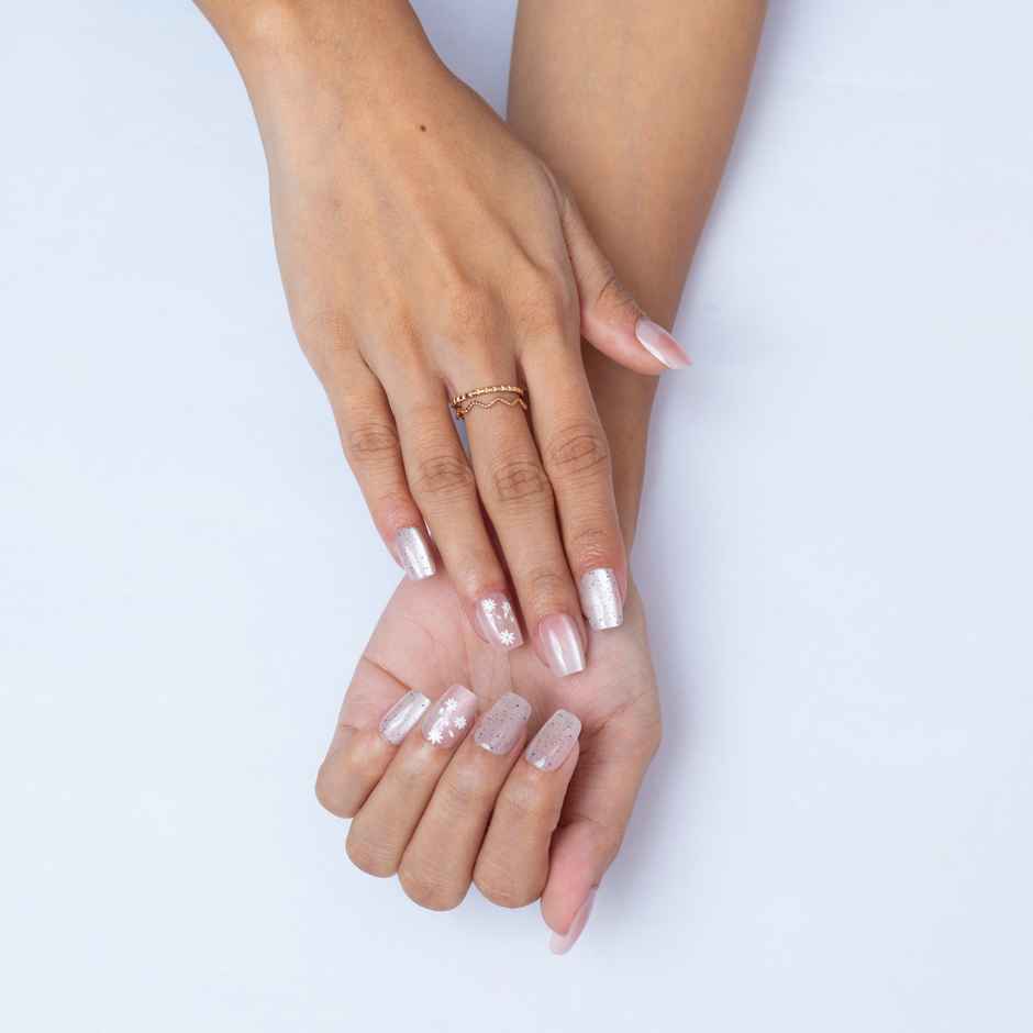 Pep Nails Whispers Medium Coffin Floral Nude Cat Eye Reusable Press On Nails 30 Nail Tips