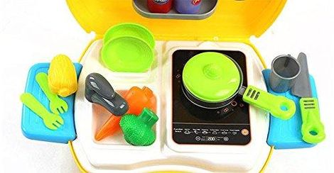 Toyshine Plastic Luxury Kitchen Set Cooking Toy With Briefcase And Accessories For Kids (Yellow)
