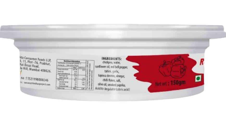 The Khao Project Classic Hummus(150gms) & The Khao Project Roasted Red Pepper Hummus(150gms) Combo