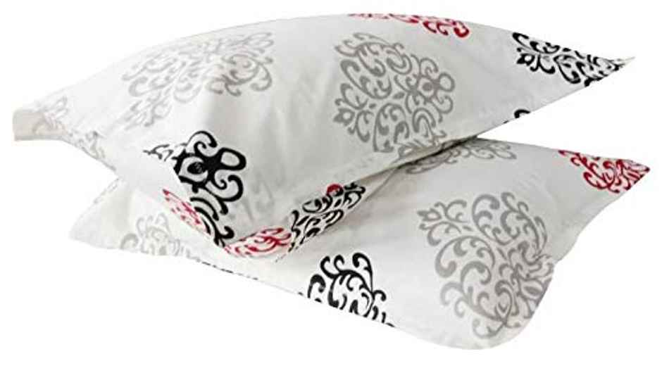 BAY6 Double 100% Cotton 144 TC Paisley Print Bedsheet | White & Pink | 98 x 91 in