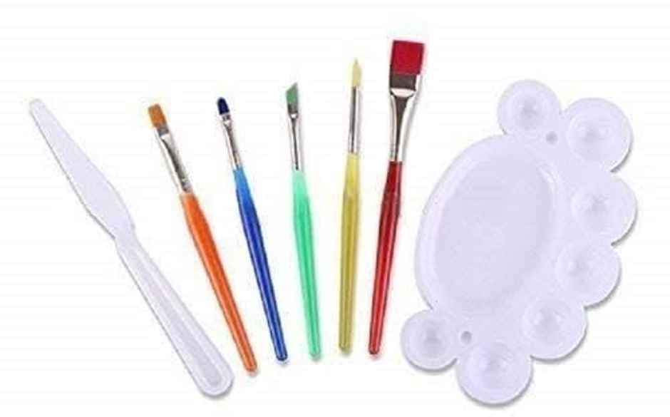 Chrome Kids Painting Brush Set Nylon Bristles Brush,1Pc Palette Knife,1Pc Palette��Multicolour