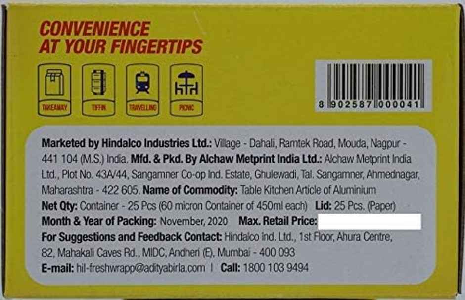 Freshwrapp Aluminium Containers | 450 ml