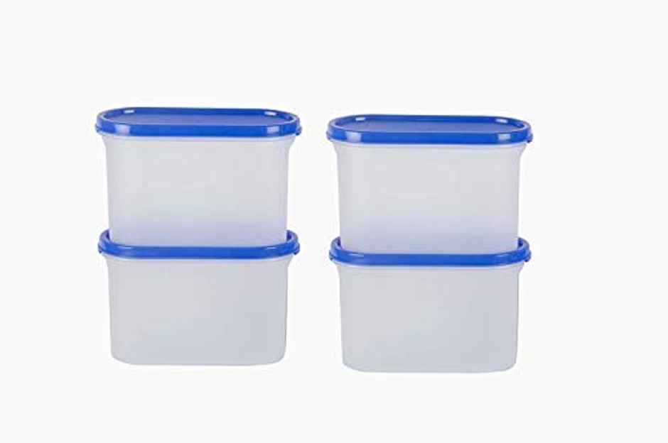 Cutting EDGE 1200ml Plastic Modular Storage Containers|Microwave Safe |BPA Free |Set of 4 |Dark Blue