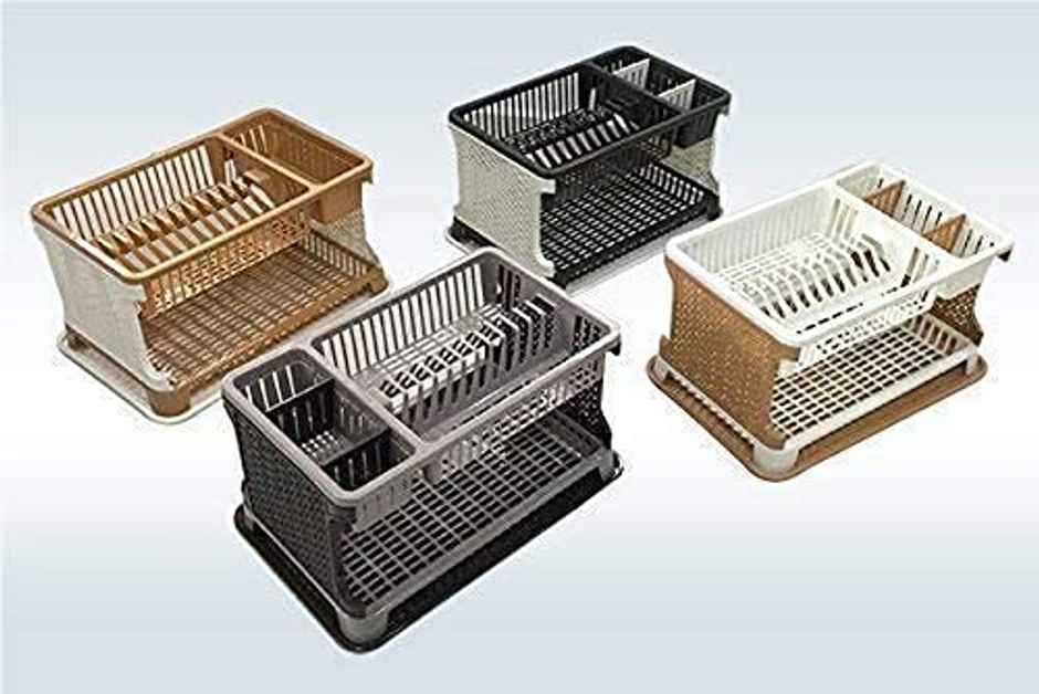 Clazkit Plastic Kitchen Organizer Rack With Water Storing Tray | 51 x 33x 27 cm (Colour May Vary)