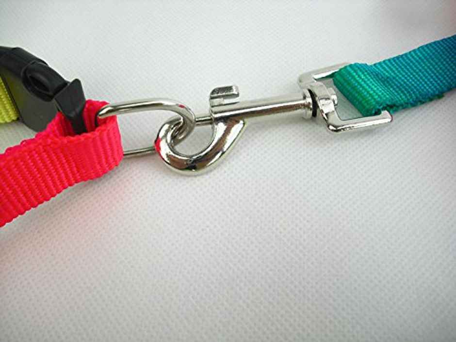 Multi Color Strips Nylon Dog Leash & Collar Set For Dogs/Puppies (Mix Color)