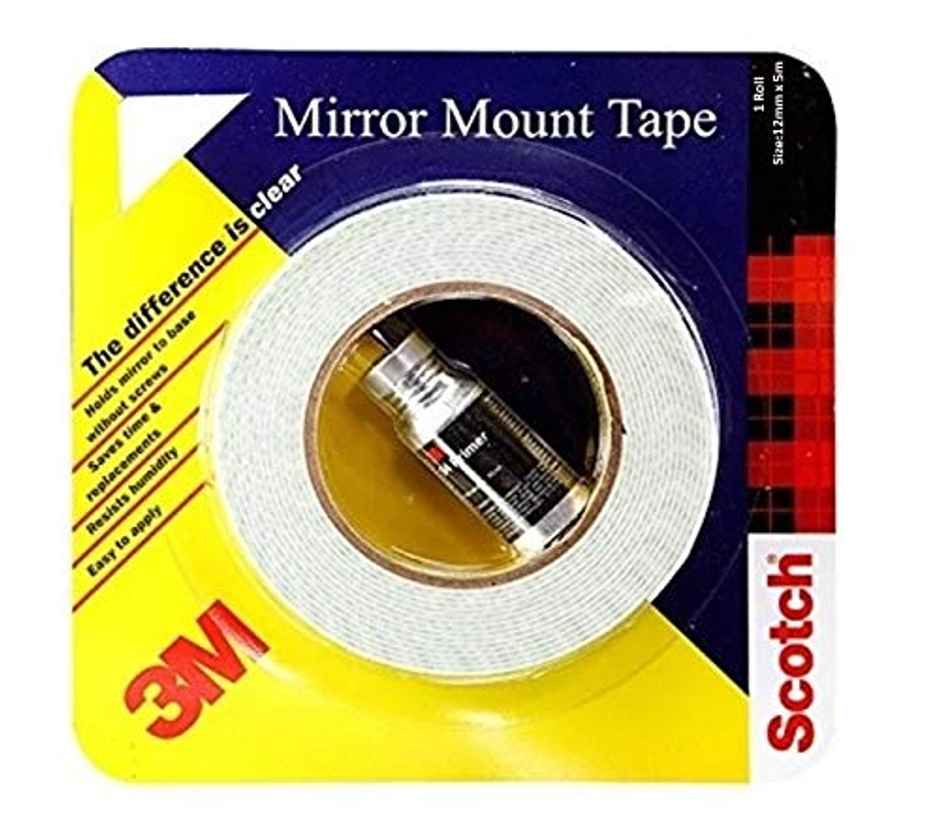 3M Mirror Mount Tape for Home Decor, Office, Wood Laminate, Tiles, Marble,Granite(12mmx5m, 1 Roll)
