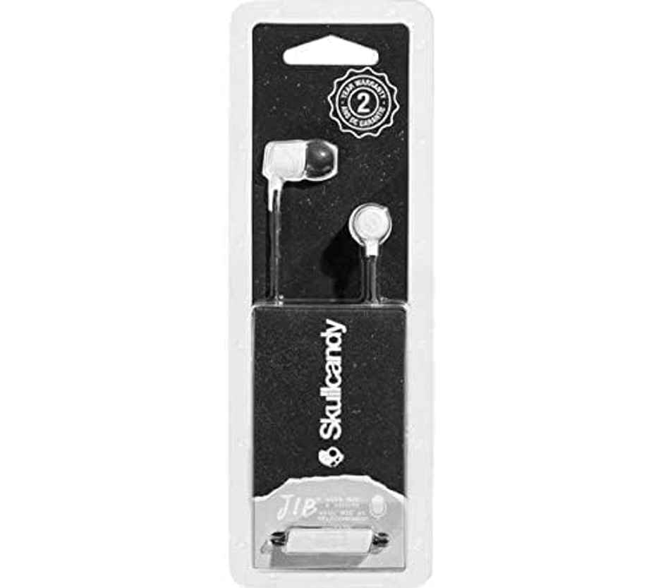 Skullcandy Jib In-Ear Wired Earbuds,Noise Isolating,Microphone-White( 3.5mm Jack)