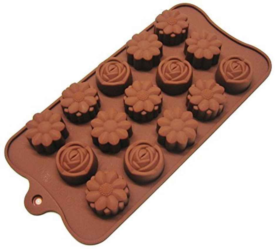 Clazkit Silicone Flower Shape Chocolate Mould (Brown, 10-Inch), 26 x 227 x 116 Millimeters