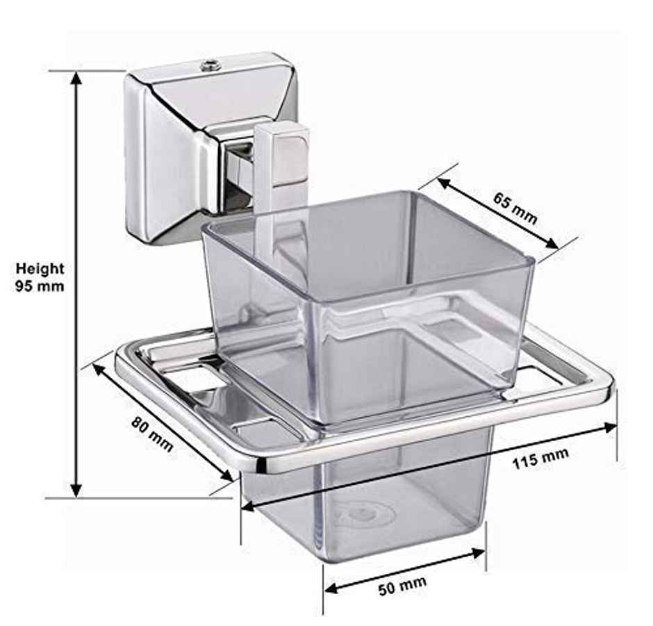 Plantex Stainless Steel Toothbrush Holder With ABS Tumbler Stand For Bathroom - Chrome Finish