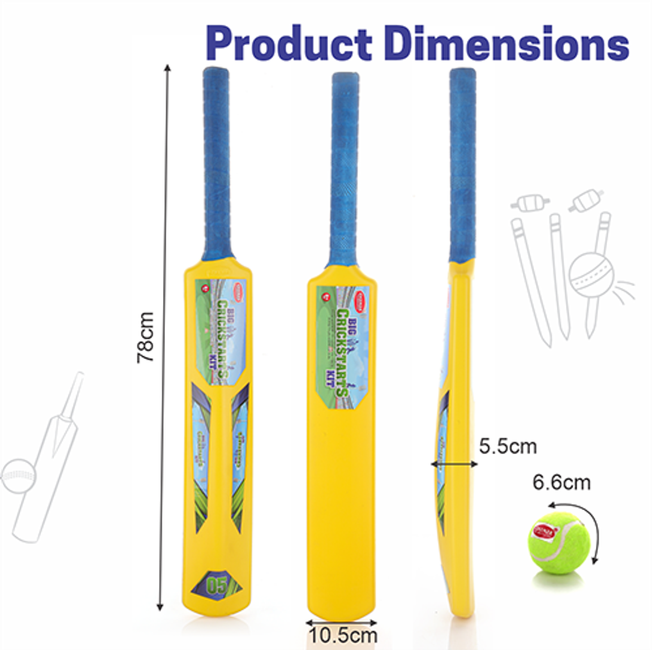 Aditi Toys Big Cricket Kit for Kids - Includes 1 Bat & 1 Ball for Indoor and Outdoor Play, 5+