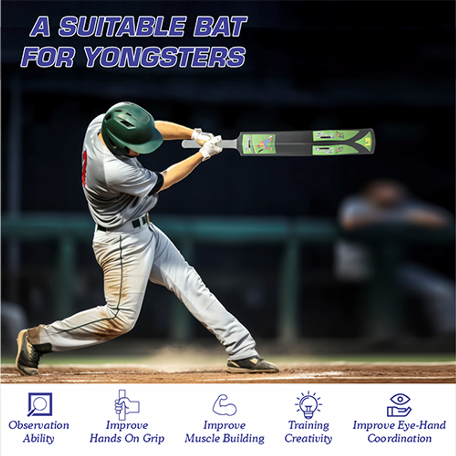 Aditi Toys Big Turf Cricket Bat for Kids & Adults 15+ - Indoor/Outdoor | Black - 34.5 in